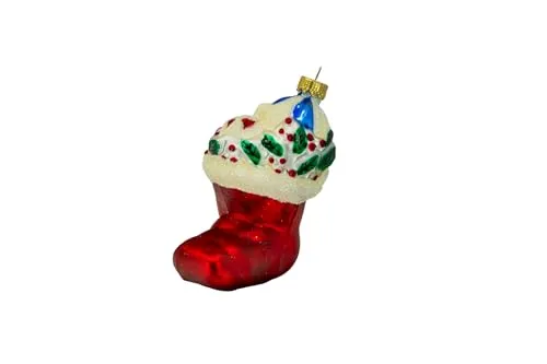 Krebs Glas Lauscha - Weihnachtsdekoration/Christbaumschmuck aus Glas - Minifigur Weihnachtssocke - Weihnachtlicher Stil - Größe: ca. 9 cm