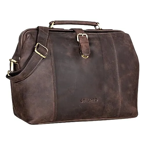 STILORD 'Johannes' Vintage Arzttasche Leder - Aktentasche im Retro-Stil, ideal für Mediziner und Reisende. Mit abnehmbarem Schultergurt und viel Stauraum für Laptop und Dokumente. Hochwertiges Rindsleder sorgt für Langlebigkeit und Stil.
