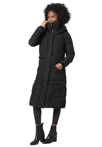 MARIKOO Damen Winterjacke B948 - Lange Steppjacke in Schwarz - Funktionsjacken mit exzellenter Qualität und warmem Futter, ideal für kalte Wintertage und modisch zugleich.
