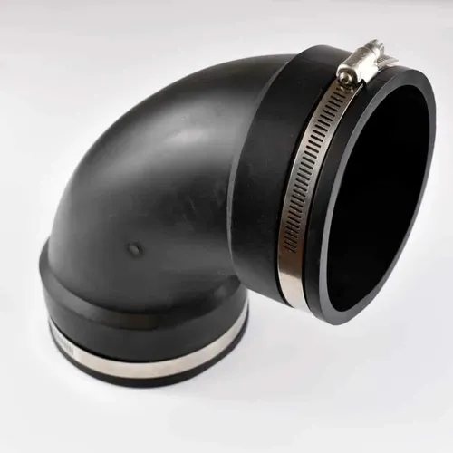 Flexibler Rohrverbinder 110mm Bogen Kupplung - Robuster 110mm Rohrverbinder aus PVC Elastomer für einfache und schnelle Montage. Hohe Flexibilität passt sich ungeraden Verbindungen an und minimiert Leckagen. Ideal für drucklose und Niederdruck-Anwendungen.