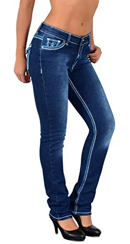 ESRA Damen Jeanshose Straight Leg J755 in Übergrößen - Hochwertige Straight Leg Jeans für Damen mit idealem Stretch. Bequeme Passform und 5-Pocket Design. Erhältlich bis Größe 52, perfekt für jeden Anlass.