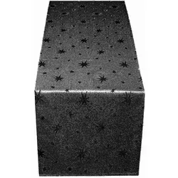 DecoHomeTextil Heimtextilmanufaktur Tischdecke Lurex Sterne Tischläufer Glitzer grau|silberfarben Läufer 40x140 cm