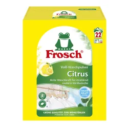 Erdal-Rex GmbH Frosch Voll-Waschpulver, Citrus, mit Weißkraftformel, 22 WL, Kraftvolle Reinigung für strahlend saubere Wäsche mit Zitronenfrische, 1,45 Liter