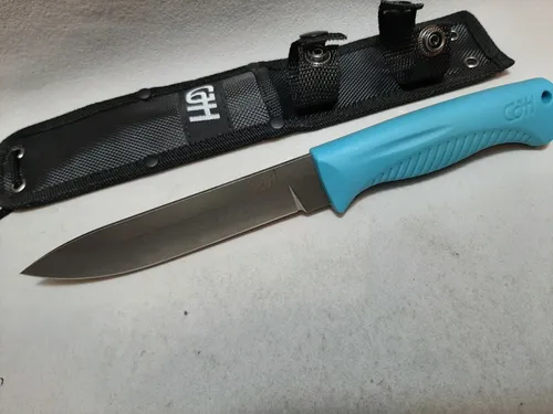 CJH HERBERTZ OUTDOOR MESSER - Blau mit Nylon Scheide - Taschenmesser mit 25 cm Gesamtlänge, 13 cm Klinge aus 7Cr17MoV Stahl, ideal für Outdoor-Abenteuer und vielseitige Einsätze.