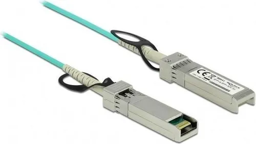 Delock 10GBase Direktanschlusskabel 3m - Glasfaser-Kabel für schnelle Datenübertragungen, ideal für Rechenzentren und Netzwerkinstallationen, mit Active Optical Cable (AOC) Technologie.
