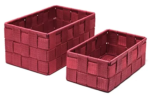 Lashuma Badezimmer Körbchen 2er Geschenkset, Rote Aufbewahrungskörbe, Korb Größen: 19x10x7 cm und 20x13x10 cm