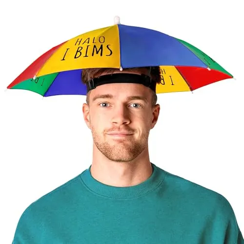 Regenschirmhut für Partys, Malle & Outdoor – Lustiger Sonnenschirmhut für Kopf, Regen- & Sonnenschutz, ideal für Karneval | Fasching | Festival | Malle & Outdooraktivitäten - Einheitsgröße