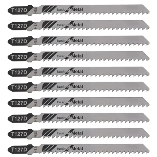 YINETTECH Stichsägeblätter T127D, HSS-Stichsägeblätter, T-Schaft, Stichsägeblatt für Metall, Holz, Kunststoff, kompatibel mit Bosch, kompatibel mit Dewalt, 10 Stück