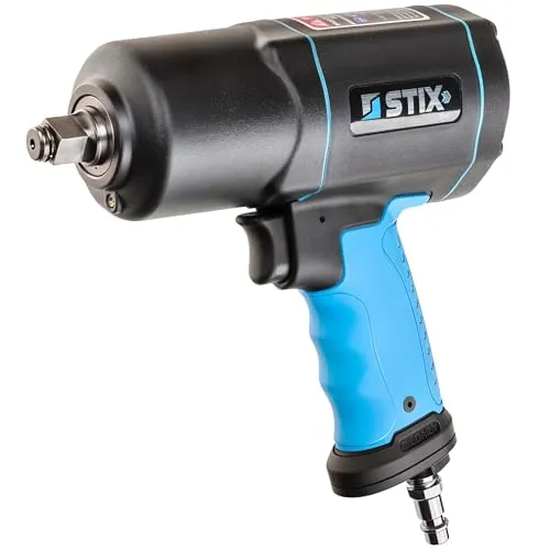 Stix Schlagschrauber Druckluft STT-19 - 1900 Nm Max. Lösemoment - Akkuschrauber mit Hochleistungs-Doppel-Hammer-Schlagwerk für effizientes Arbeiten. 4-stufige Drehmomentregelung und vibrationsarmer Griff sorgen für Komfort und Präzision.