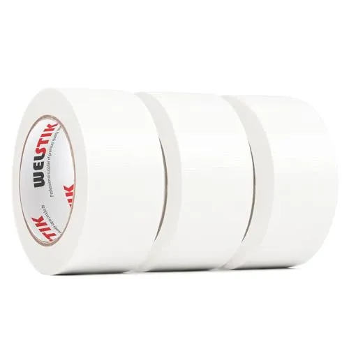 WELSTIK Professionelles Klebeband, 48 mm x 27 m, wasserdicht, für Reparaturen, Heimwerker, Handwerk, Innen- und Außenbereich, Weiß, 3 Stück
