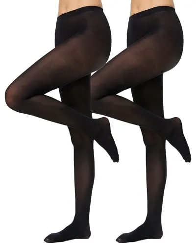 Nur Die 2er Pack Blickdicht 40 DEN Strumpfhose weiche matte Optik bequemer Bund Zwickel verstärkte Fußspitze Damen, schwarz, S