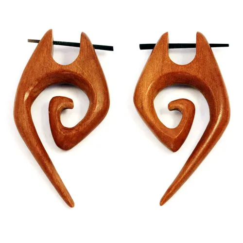 Ohrringe Goa Creolen Holz Wood Piercing Schmuck ER237