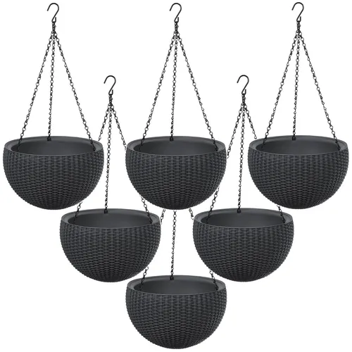 6er Set Hänge-Blumentopf 35 cm - Wetterfeste Hängeampel - Praktisches 6er Set Hänge-Blumentöpfe mit einem Durchmesser von 35 cm. Ideal für Innen- und Außenbereiche, wetterbeständig und perfekt für Blumen geeignet.