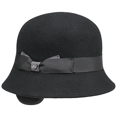 LIERYS Voltera Wollfilzhut Glockenform Damen Winter schwarz M (56-57 cm) - Eleganter Damenhut in Glockenform, ideal für die kalte Jahreszeit. Mit wärmenden Ohrenklappen und hochwertiger italienischer Verarbeitung für stilvollen Komfort. Perfekt für winterliche Spaziergänge.