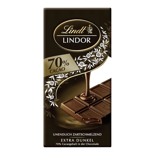 Lindt Lindor Dunkel Tafelschokolade, 70% Kakaogehalt, 100g