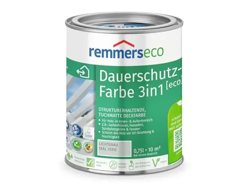 Remmers eco Öl-Farbe Holzfarbe RAL 7035 lichtgrau 750 ml - Innen- & Außenfarben, 0,75 l umweltfreundliche Holzschutzfarbe in elegantem Hellgrau, ideal für langlebigen Schutz und ansprechende Optik.