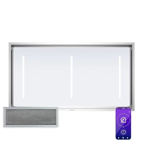 LuxeAir Dunstabzugshaube 110 cm – WLAN & Bluetooth, 751 m3/h - Dunstabzugshaube mit 751 m3/h Luftstrom, WLAN und Bluetooth für smarte Steuerung, energieeffizient in Klasse A – ideal für moderne Küchen.