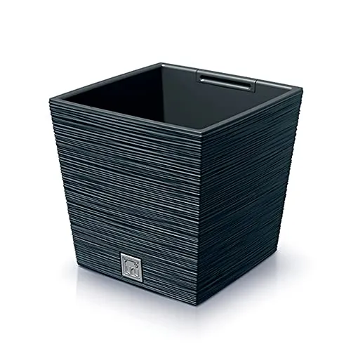 Prosperplast Furu Square Übertopf, anthrazit, 24 x 24 x 24 cm - Moderner Übertopf aus robustem Kunststoff für Innen und Außen. UV-beständig und bruchsicher, ideal für jede Pflanze. Inklusive herausnehmbarem Innentopf für einfachen Pflanzenwechsel.
