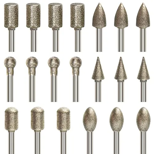 Stück Diamant Fräser Set,Diamant Frässtifte Schleifstifte Kompatibel mit Dremel Rotary Tool Zubehör mit 1/8