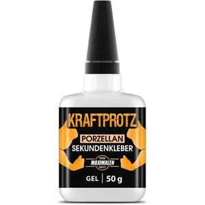 KRAFTPROTZ Sekundenkleber Gel für Keramik & Porzellan – 50 g - Klebstoffe für Keramik & Porzellan, extra stark, spülmaschinenfest und hitzebeständig. Die präzise Gel-Formel mit Anti-Austrocknungs-Spitze sorgt für blitzschnelle, stabile Verbindungen.