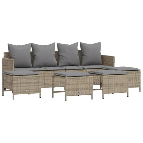 vidaXL 5-tlg. Garten-Sofagarnitur mit Kissen Beige