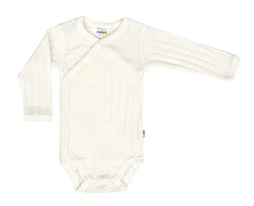 Joha Baby Wickel-Body Langarm aus Merino-Wolle/Seide - Bodys für Baby-Jungen, superweicher Wickelbody aus Merinowolle und Seide für optimalen Temperaturausgleich, ideal für empfindliche Babyhaut und bequemes Umkleiden.