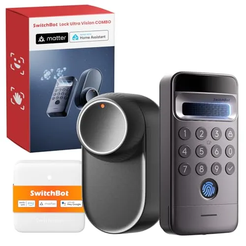 SwitchBot WiFi Smart Lock Ultra mit Keypad Vision Pro – kontaktlose 3D-Gesichts- und Venen-Erkennung