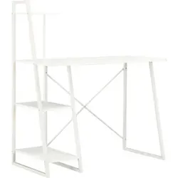 vidaXL Schreibtisch mit Regaleinheit Weiß 102×50×117 cm - Kinderschreibtisch mit integriertem Regal, ideal für platzsparendes Arbeiten und zusätzlichen Stauraum für Bücher und Dekoration.