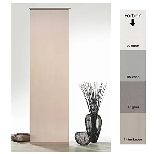 heimtexland Flächenvorhang Natur Batist Optik inkl. Zubehör HxB 245x60 cm in Hellbraun - Schiebegardine einfarbig matt Natural Chic Gardine Typ410