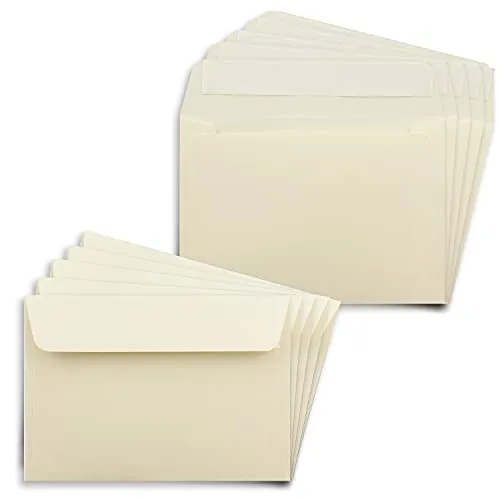 50x Briefumschläge DIN C6 in Beige (Creme) mit Haftklebung