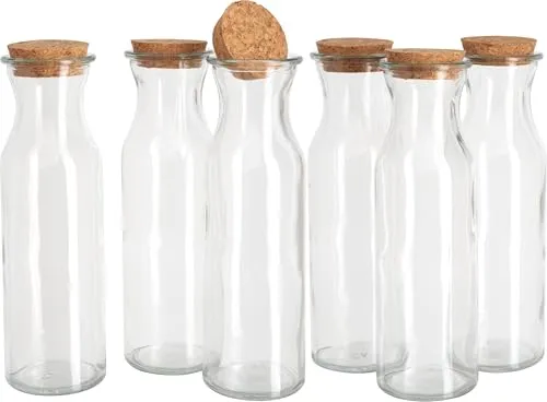 VBS 6er-Pack Glasflaschen MILK 20cm Füllmenge 350ml Dekoflasche Flasche Tischdeko