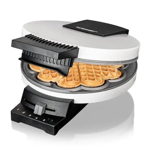 Cloer 171 Waffeleisen für Herzwaffeln - Waffeleisen für eine perfekte Herzwaffel mit 16 cm Größe, Backampel für optische Fertigmeldung und fettarmes Backen dank Antihaftbeschichtung.