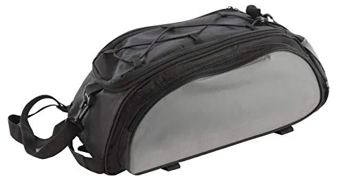 Bingo-Shop Fahrradtasche für Gepäckträger Gepäckträgertasche (Hauptkammer, ca. 15L) (Schwarz | Grau)