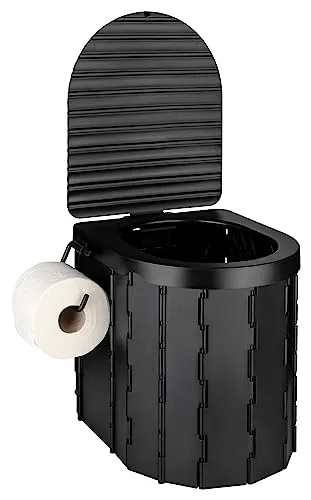 AUTOLIGHT 24 Faltbare Campingtoilette mit Deckel – Mobile WC 25L, bis 150 kg belastbar, tragbare Toilette für Camping, Wohnwagen, Wohnmobil, inkl. 12 Müllbeutel, Stofftasche & Toilettenpapierhalter