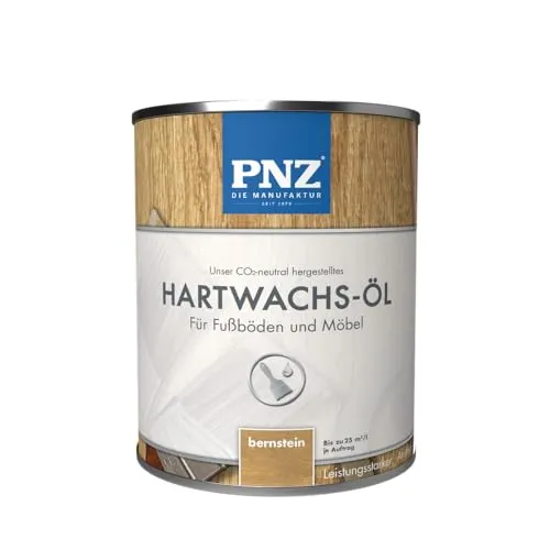 PNZ Hartwachs-Öl farbig (bernstein) 0,75 l - 76012 - Holzöle, schützt Holzoberflächen vor Feuchtigkeit und UV-Strahlung, ideal für Innenräume. Zertifiziert speichel- und schweißecht, einfach anzuwenden und nachhaltig produziert.