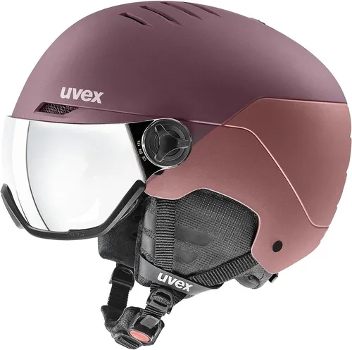 Uvex Wanted Visor - Stilvoller Skihelm in Antique Rose mit Silber Spiegel - Herren & Unisex Skihelme, bietet überlegenen Schutz mit vollverspiegeltem Visier und Anti-Fog Beschichtung für klare Sicht bei jedem Wetter.