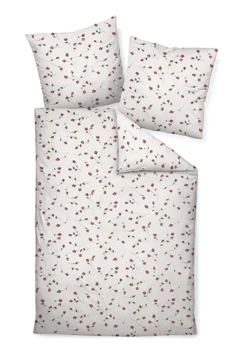 Janine Bettwäsche Tango, Rot - Floral und Pflegeleicht - Bettwäsche aus atmungsaktivem Seersucker in romantischem Rot mit Rosenmuster, bügelfrei und hautfreundlich, ideal für ein Wohlfühl-Ambiente.