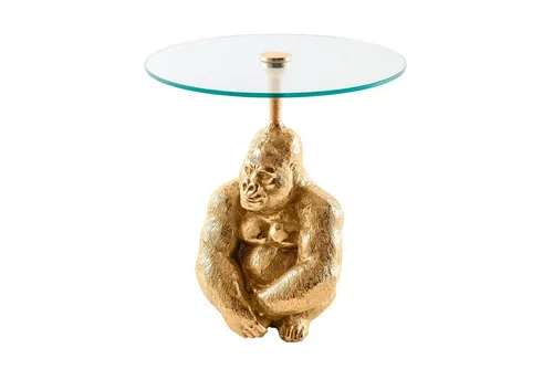 Licht-Erlebnisse Beistelltisch FERNANDA, Handarbeit aus Hartglas Metall in Gold 45 x 45 x 51 cm (LxBxH)