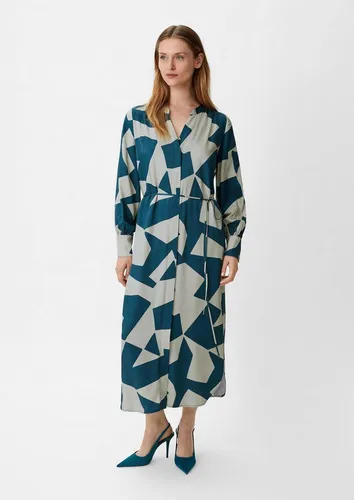 comma Maxikleid Kleid Twill-Kleid mit Stoffgürtel