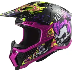LS2 MX703 X-Force Fireskull Carbon Motocross Helm, schwarz-lila, Größe L - Hochwertiger Motocross Helm mit verstellbarem Helmschirm und effizienter Belüftung für optimalen Tragekomfort und Sicherheit beim Fahren.