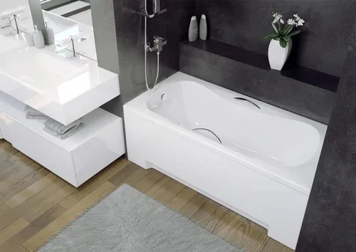 Eckbadewanne 170x70 cm aus hochwertigem Acryl - Freistehende Eckbadewanne in elegantem Weiß, ideal für entspannende Bäder. Mit kompakten Maßen von 170 x 70 cm passt sie perfekt in jedes Badezimmer.