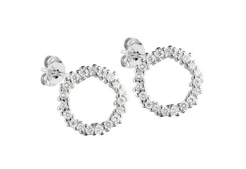LÖB Paar Ohrstecker Ohrringe Silber Stecker Kreis Ring Offen Strass Zirkonia Rund Modern (Geschenke für Frauen Beste Freundin Mutter Mama Damen zum Geburtstag Weihnachten Weihnachtsgeschenke, Inkl. Schmuckbox), Ohrstecker Glitzer Steine Klein Braut Brautschmuck Minimalistisch