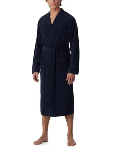 Schiesser Herren Bademantel Leichtfrottee - Dunkelblau, 125 cm, XL EU - Bademantel für Herren aus 100% Bio-Baumwolle, weich und nachhaltig. Ideal für entspannte Momente zu Hause mit praktischen Taschen.
