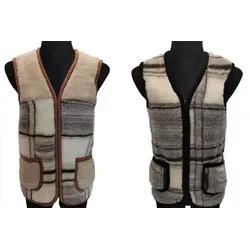 Provellus Fellweste aus Schafwolle, 2XL - Funktionsjacke aus warmer Schafwolle, ideal für kalte Tage, mit praktischen Taschen und in stilvollem Grau-Braun.