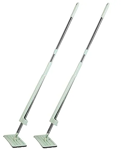 Sichler Haushaltsgeräte Wischmopp mit Abstreifer: 2er-Set Boden-Wischer mit Abstreifer, 6-tlg. Stiel, 4 Wischpads (Wischmop Set, Wischmop mit, Microfasertuch)