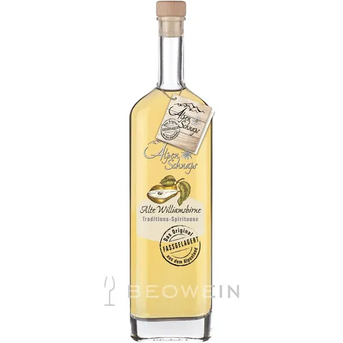 Alpenschnaps Alte Williamsbirne Fassgelagert 0,5 l - Obstbrand aus dem Holzfass