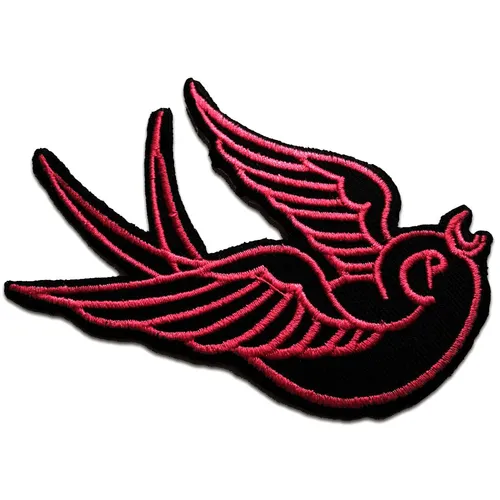 Aufnäher / Bügelbild - Taube Vogel - Pink - 11,2 x 8,3 cm - Patches Aufbügeln