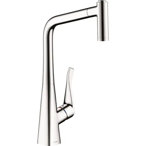 hansgrohe Metris M71 Küchenarmatur mit Ausziehbrause - Armaturen mit ComfortZone 320, 2 Strahlarten und einstellbarem Schwenkbereich für optimale Flexibilität in der Küche.