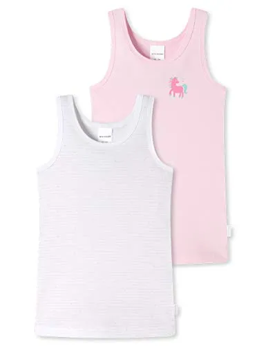 Schiesser Mädchen 2 Pack Unterhemd Feinripp - 100% Organic Bio Baumwolle Größe 92 Bis 140 Unterwäsche, Sortiert 6_173257, 92 EU