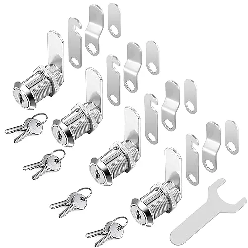 YOUTU® 4 Stück Briefkastenschloss Möbelschlösser Zylinderschloss Zylinder Cam Lock Schrankschloss Spindtürschloss Schubladeschloss, mit 8 Schlüsseln Alle Schlüssel sind gleich (20mm)
